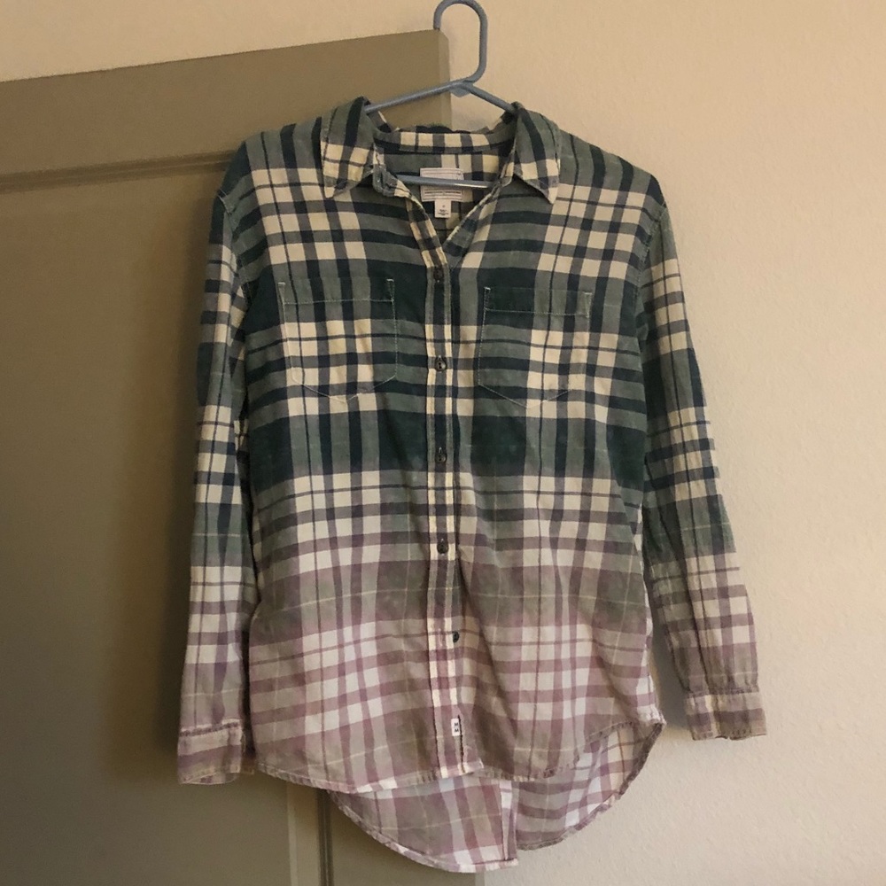 Ombré Plaid Button Up